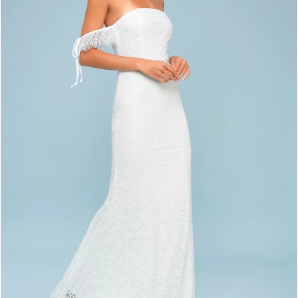 Piper White Lace Off-the-Shoulder Maxi Dress